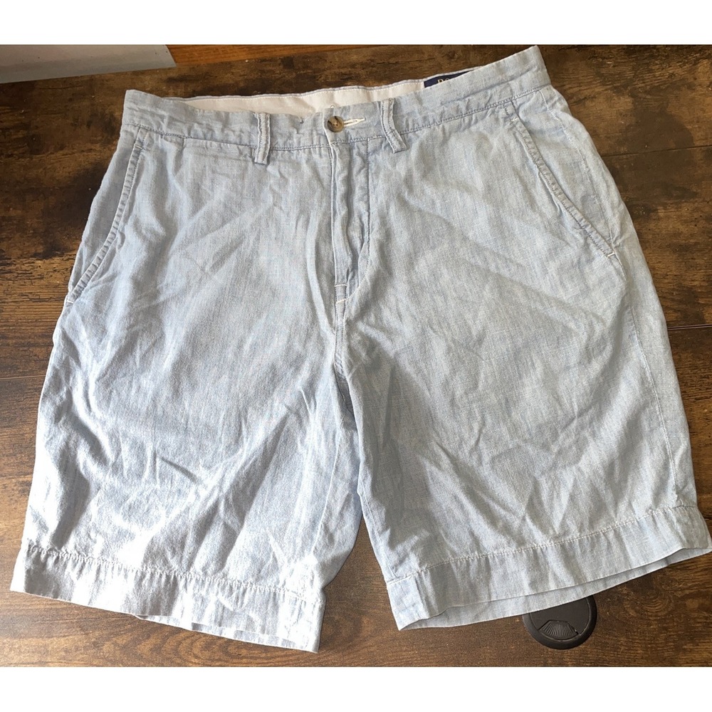 Polo Ralph Lauren Mens Shorts Blue Chambray Cotton  Classic Fit 8"  Size 30